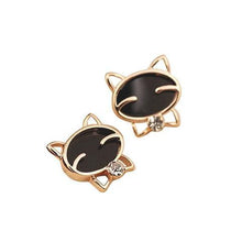Load image into Gallery viewer, BLACK DIAMOND SMILING CAT EARRING