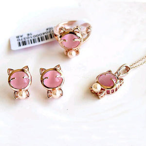 3 PIECES CAT EYES RING/NECKLACE/EARRINGS!