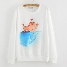 Load image into Gallery viewer, CAT KISS FISH SWEATSHIRT