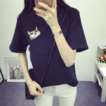 Load image into Gallery viewer, CUTE CAT POCKET SHIRT